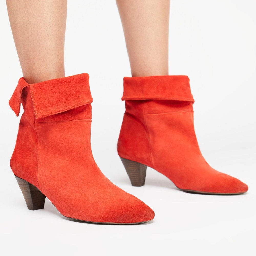 New Free People Adella Red Suede Ankle Boots